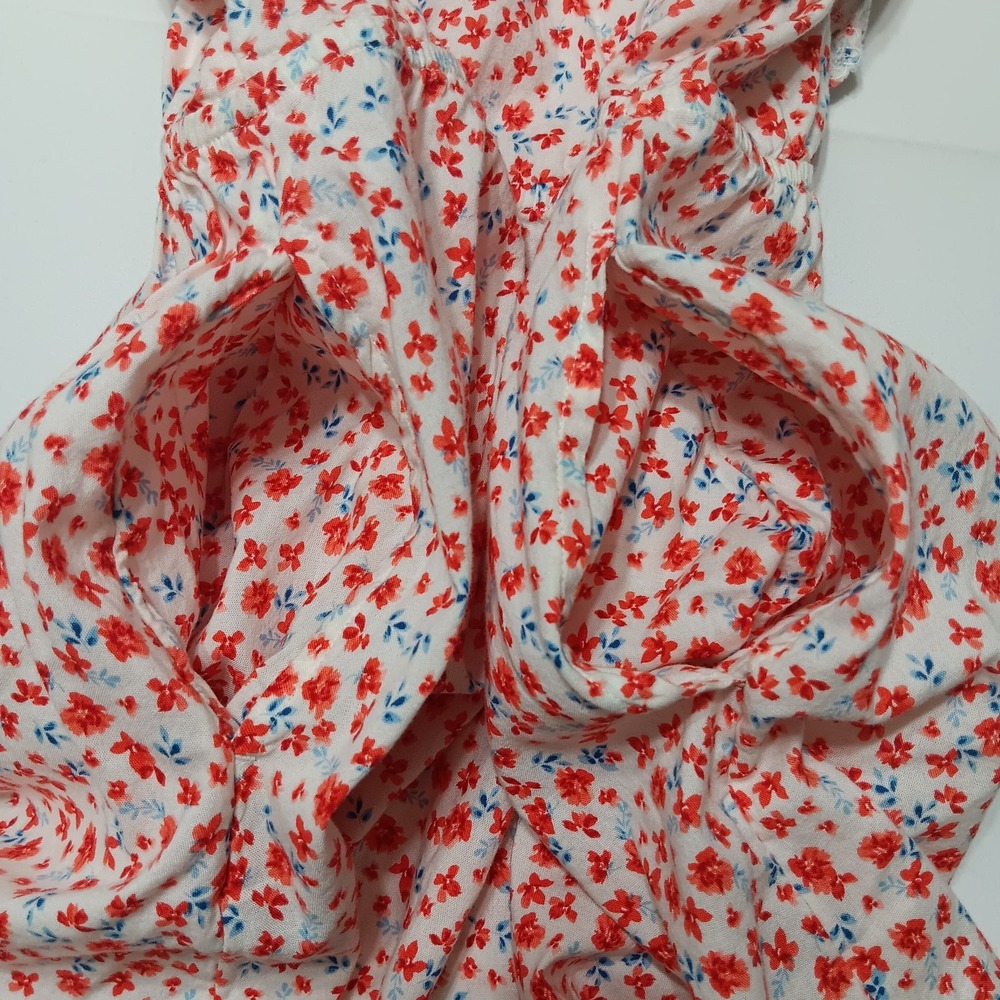 Old Navy Womens Small Flutter Sleeve Red Floral Ruffle Fit+Flare Dress‎ - Picture 4 of 7